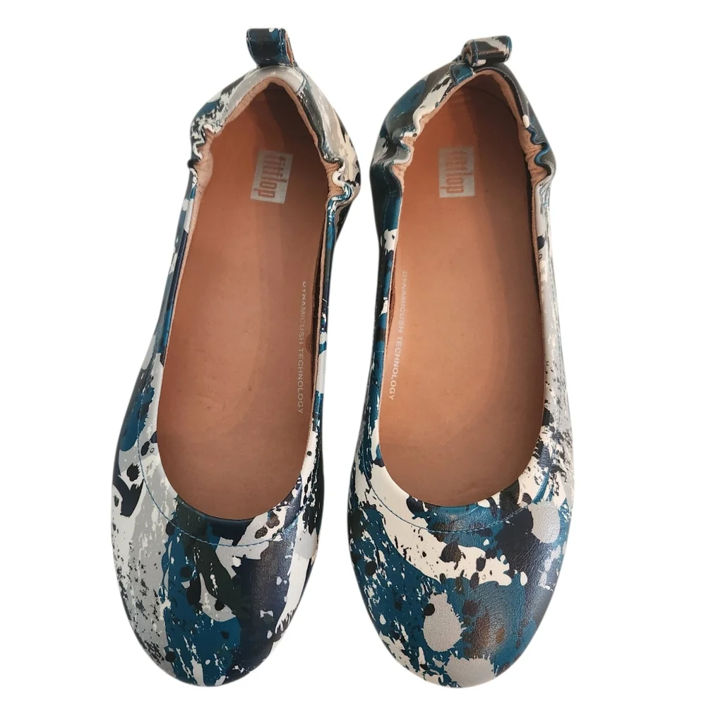 FitFlop Allegro Splatter Print Leather Ballet Flats Size US 8.5 - Picture 3 of 10
